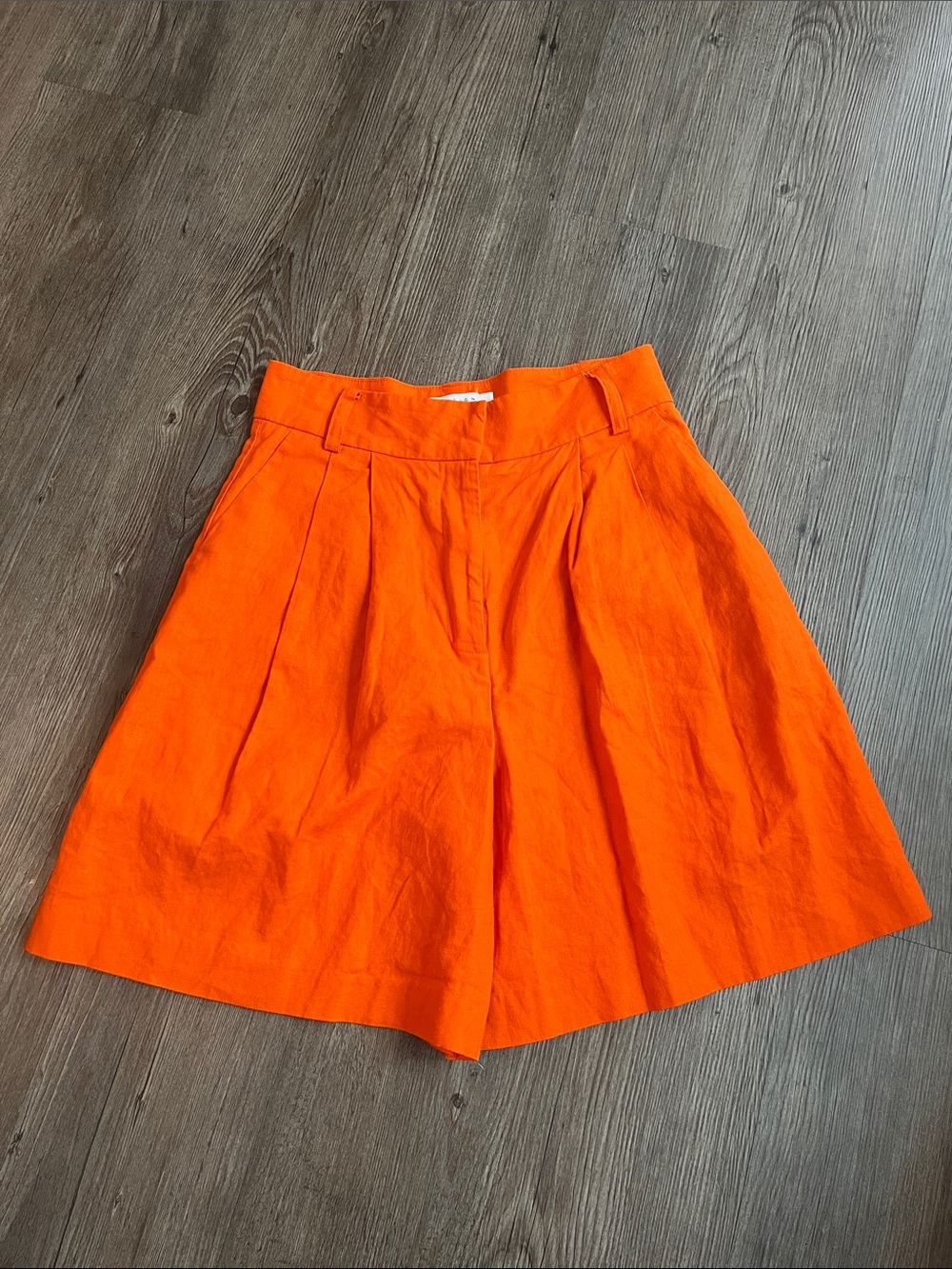 ASOS Linen High-Waist Orange A-Line Shorts